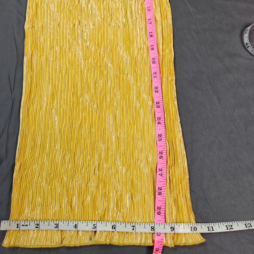 Commense Yellow Plisse Two Piece Set Halter Asymmetrical Top Wide Leg Pants Sm - Picture 7 of 9